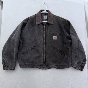 Carhartt Detroit Jacket Mens XL Black Workwear Blanket Line Canvas J97 BLK